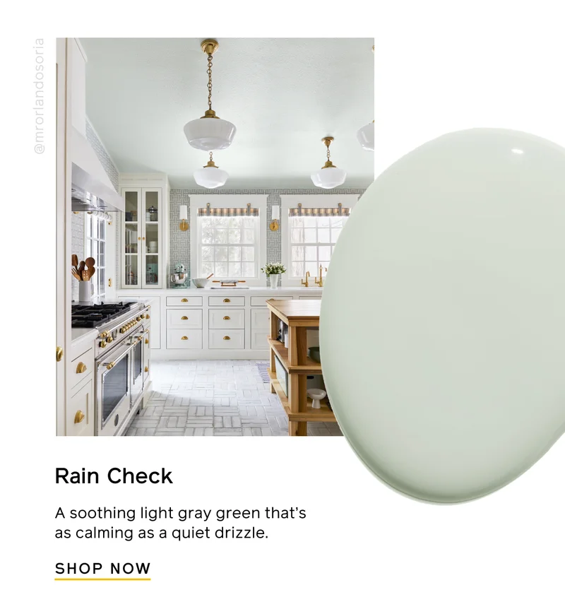 Rain Check. A soothing light gray green that's as calming as a quiet drizzle. SHOP NOW