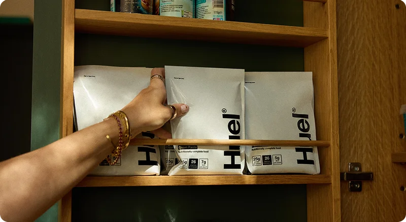 Huel stocked in cupboard