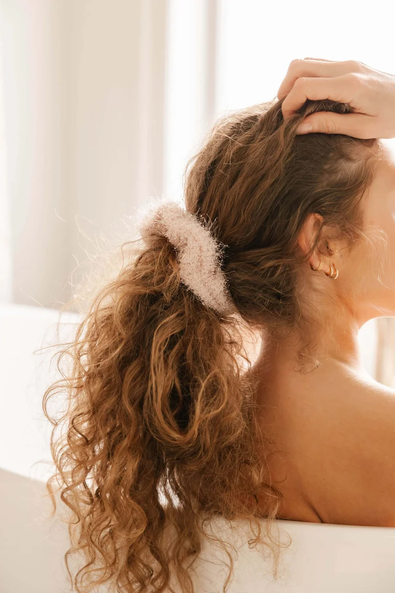 Image of S+T Tinsel Scrunchie in Pink Fizz