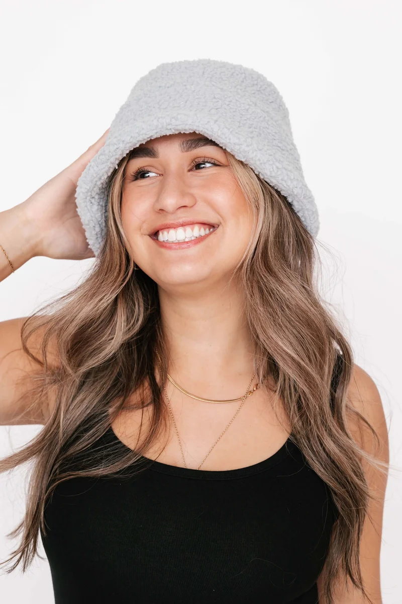Image of Teddy Bucket Hat in Dusty Blue