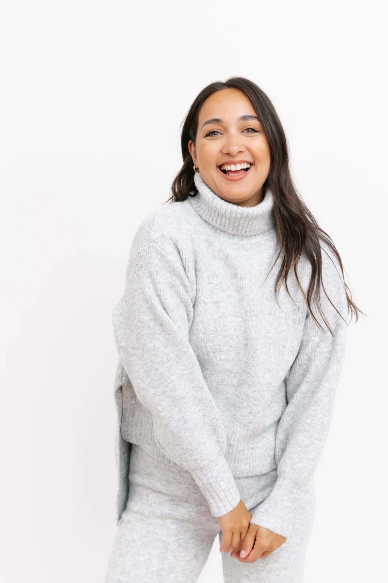Image of Loren Turtleneck Sweater in Light Heather Grey