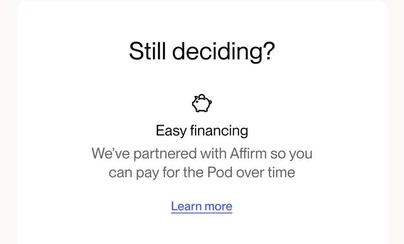 Still deciding? Easy financing