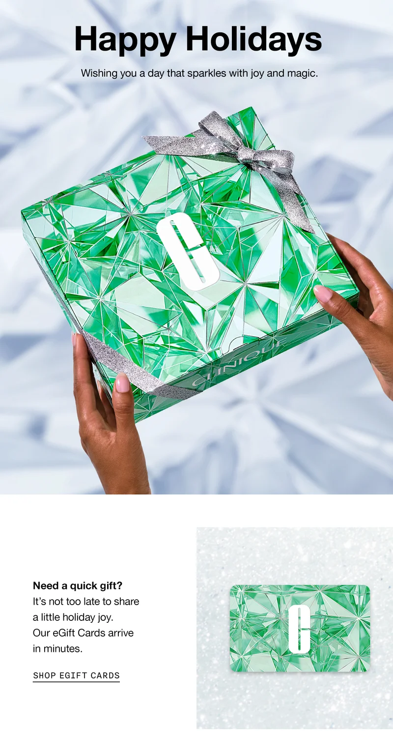 Happy Holidays | Wishing you a day that sparkles with joy and magic. | Need a quick gift? It’s not too late to share a little holiday joy. Our eGift Cards arrive in minutes. Shop eGift Cards