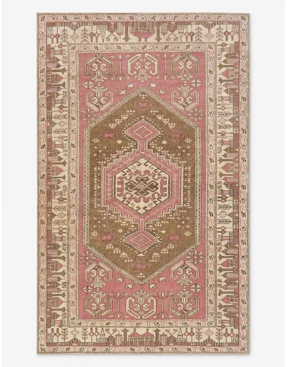 Vintage Turkish Hand-Knotted Wool Rug No. 524, 3' 5" X 5' 7"
