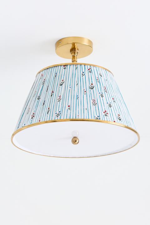 Lee Brass 16inches Ruched Printed Semi-Flush Mount Light