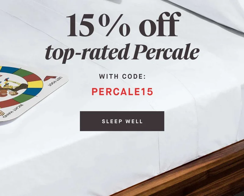 15% off top-rated Percale with code: discount code -- SLEEP WELL