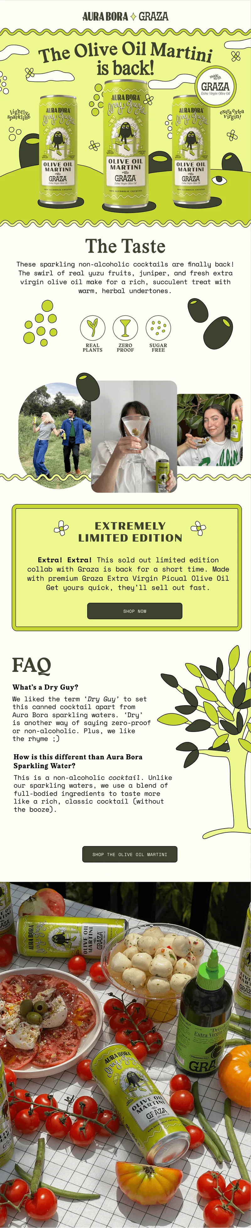aura bora olive oil martini