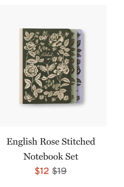 English Rose Stitched Notebook Set $12