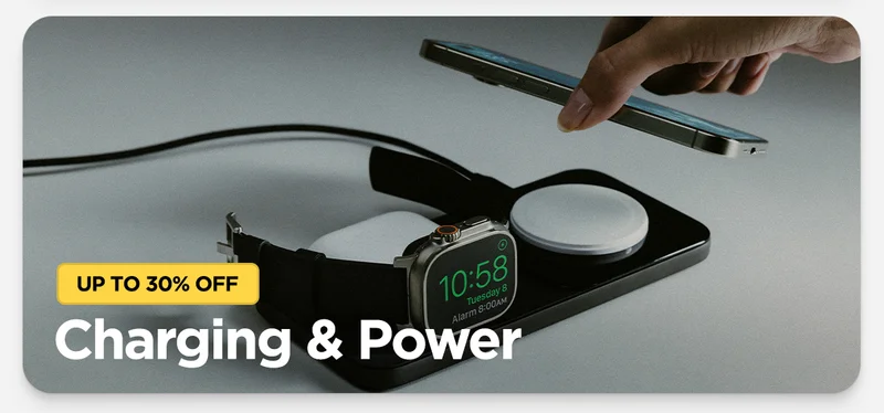 Up to 30% Off Charging and Power Products. Featuring Base One Max 3 in 1 charger with iPhone, Apple Watch Ultra, and AirPods Pro.