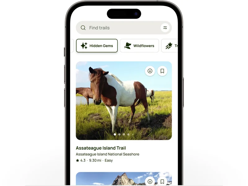 AllTrails app screen showing new trail details page of Skyline Loop