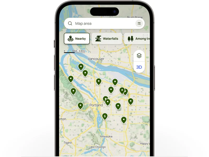 AllTrails app screen displaying new Park pages feature
