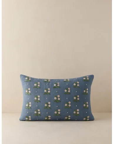 Madelief Embroidered Pillow - Denim / Lumbar
