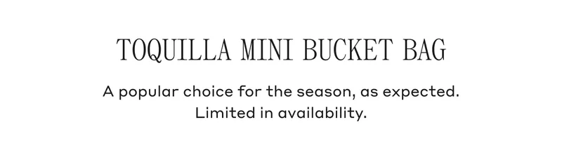 Toquilla Mini Bucket Bag A popular choice for the season, as expected. Limited in availability.
