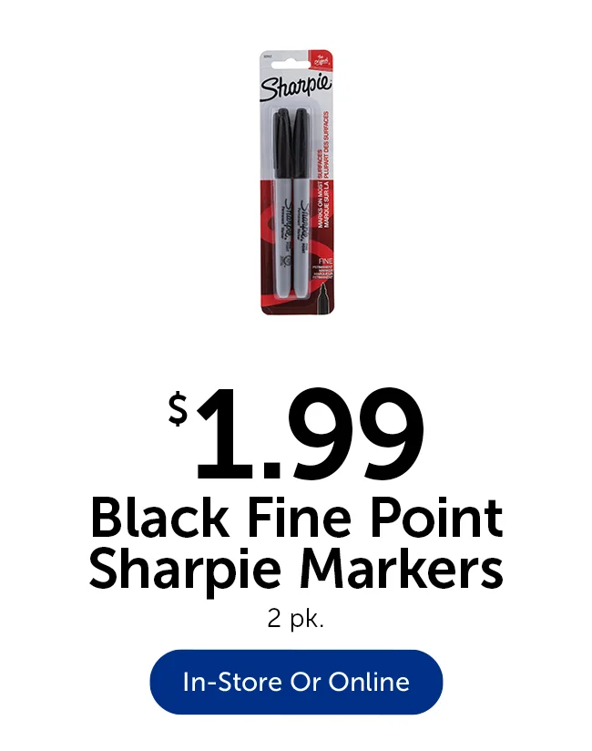$1.99 Black Fine Point Sharpie Markers - 2 pk.
