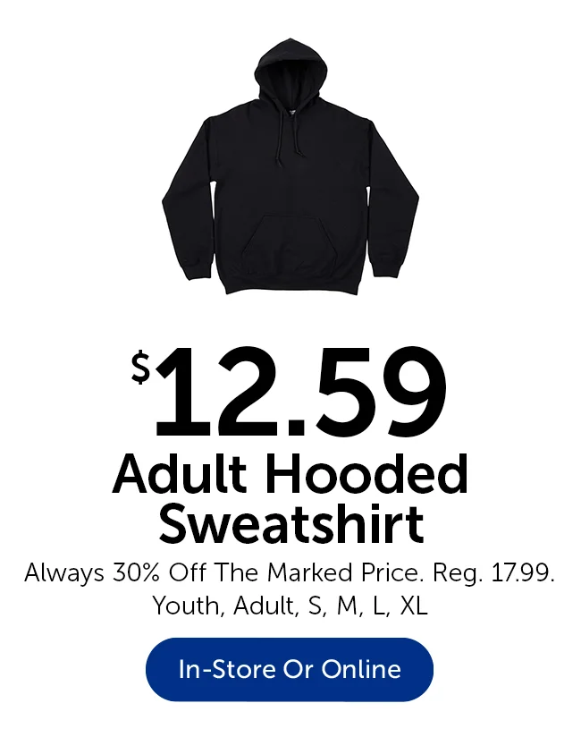 $12.59 Adult Hooded Sweatshirt