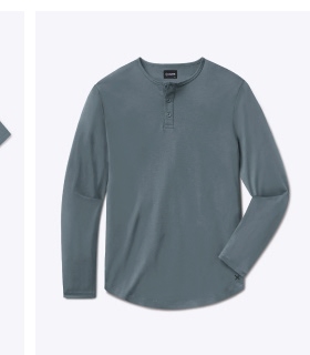 AO Long Sleeve Henley Curve-Hem