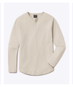 AO Long Sleeve Henley Curve-Hem