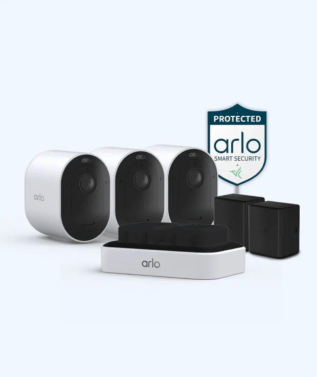 Arlo Pro 6 Security Camera 3 Camera Kit with Rechargeable Batteries and Dual Charging Station.