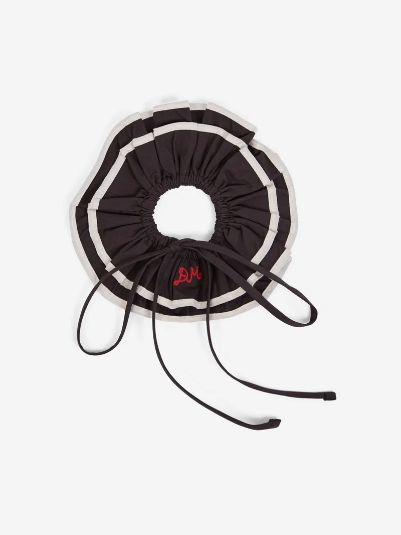 Image of Damson Madder Piping Tie Scrunchie - Black/Butter