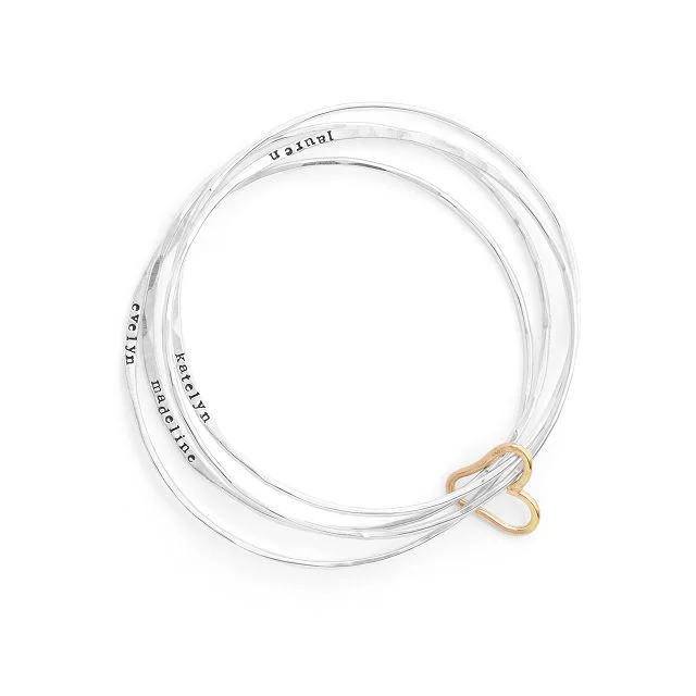 Personalized All Heart Bangle Set