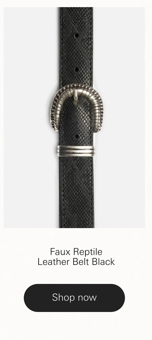 Faux Reptile Leather Belt Black