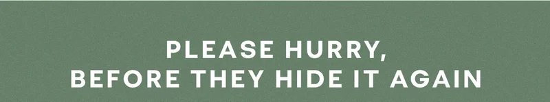 PLEASE HURRY, BEFORE THEY HIDE IT AGAIN