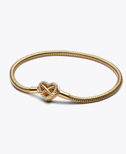 Sparkling Infinity Heart Clasp Snake Chain Bracelet