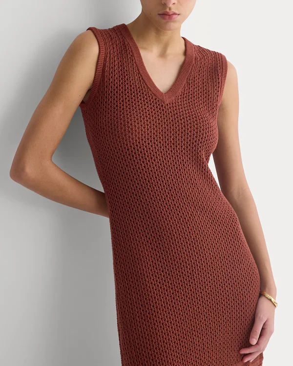 Image | Lace Knit Maxi Sweater Dress | Henna Red
