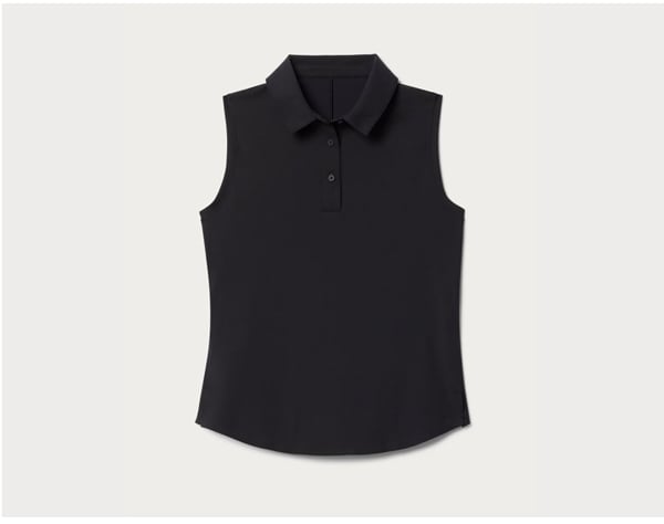 Course to Court Sleeveless Polo: Black