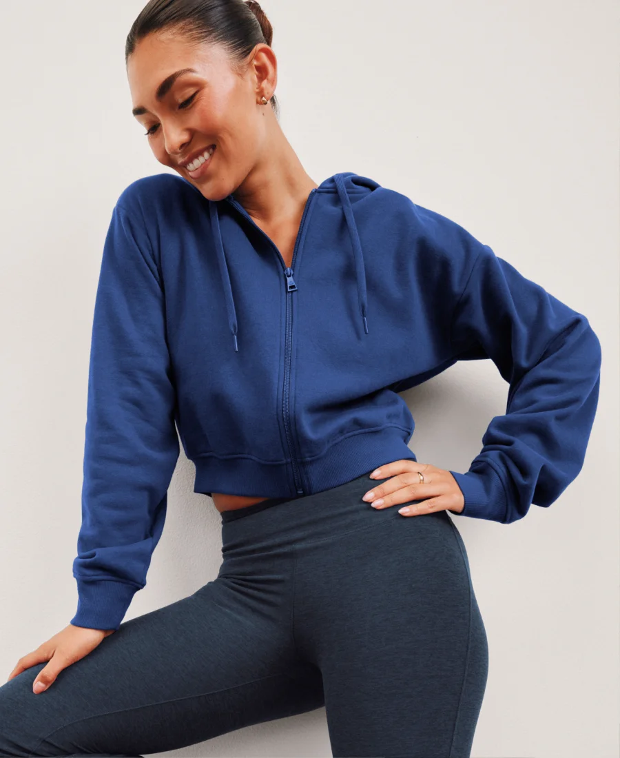 LuxeFleece Zip Up Hoodie in Marine Blue