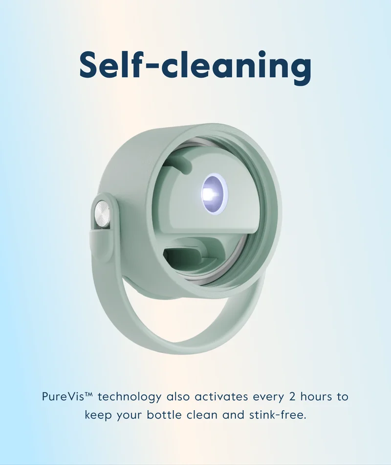 PureVis™ technology activates every 2 hours to keep your bottle clean and stick-free.