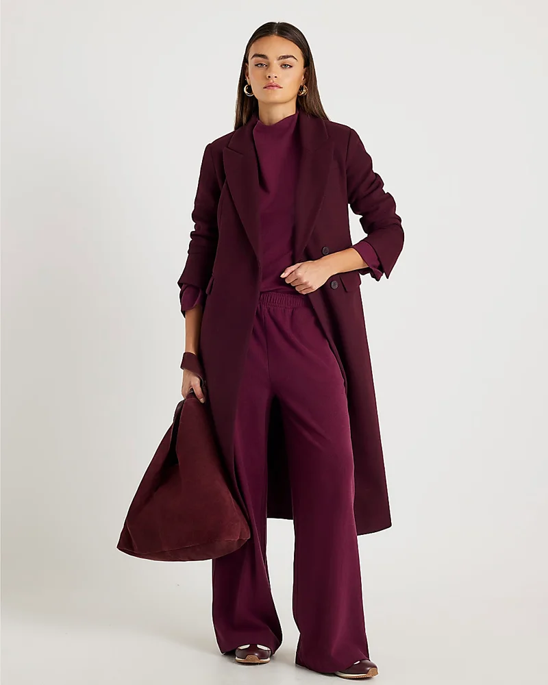 Womens Red Cosy Wide Leg Trousers