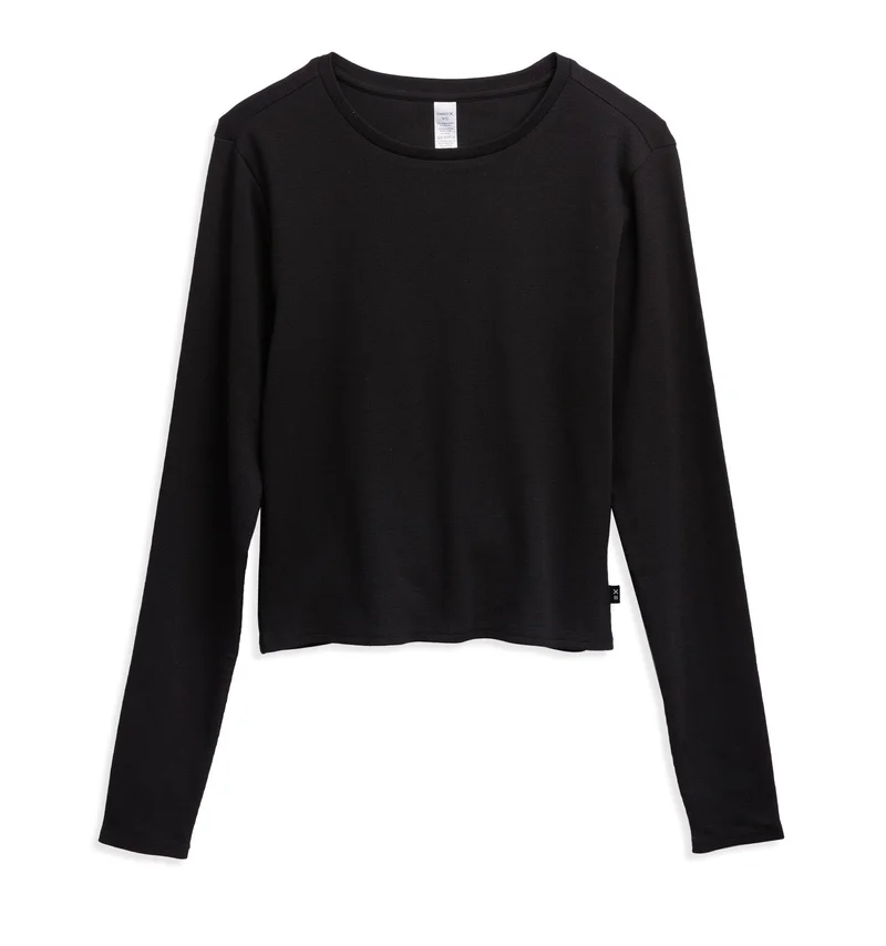 Image of Organic Cotton Rib Long Sleeve Tee - Black