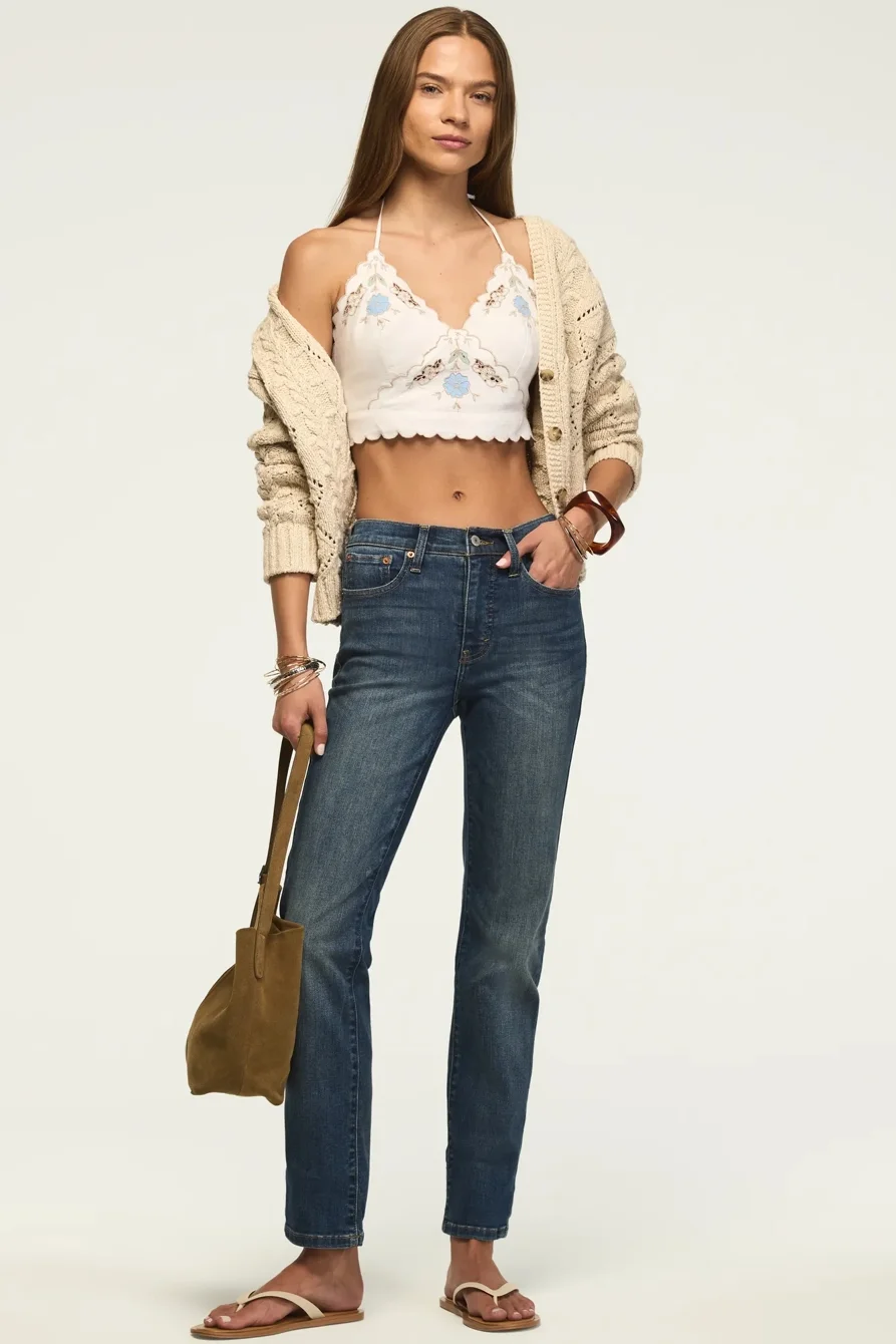 Image of Lucky Brand High Rise Zoe Straight - Women's Pants Denim Straight Leg Jeans in Lightyear
