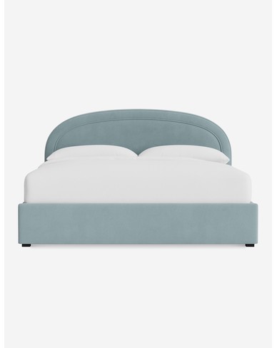 Newbery Platform Bed-Sky Blue Classic Velvet / King