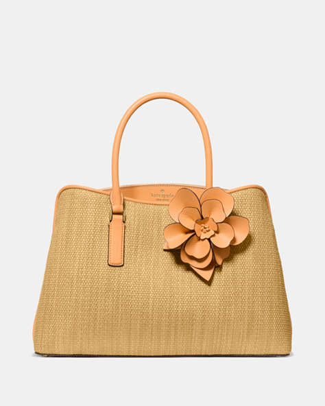 Thompson Street Straw Satchel Bag With Charm