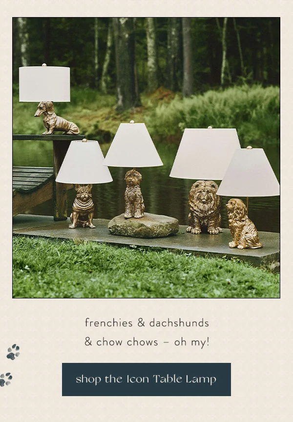 frenchies and dachshunds and chow chows oh my! shop the icon table lamp