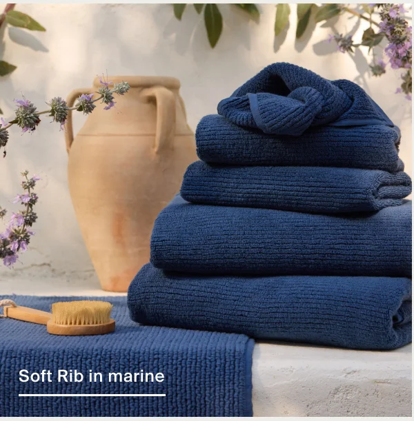Soft Rib Towels in Marine