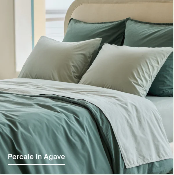 Percale Bedding in Agave