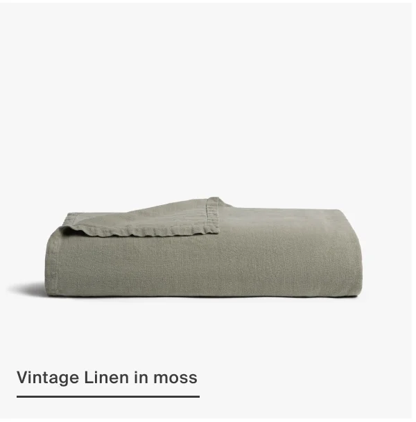 Vintage Linen Bed Cover in Moss