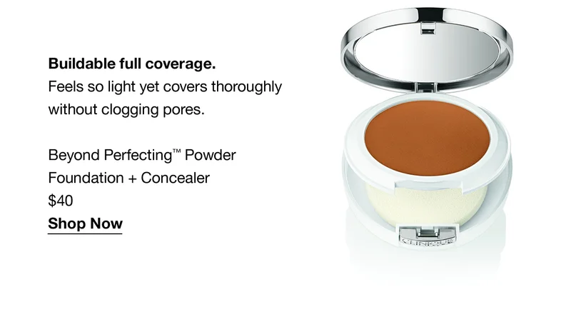 Buildable full coverage. Feels so light yet covers thoroughly without clogging pores. Beyond Perfecting™ Powder Foundation + Concealer $40 Shop Now