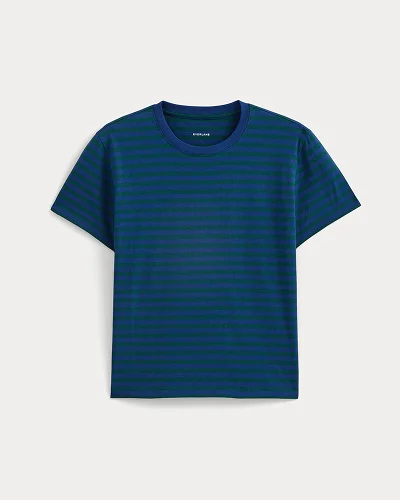 Image | The Box-Cut Tee in Essential Cotton | Navy Peony/Dark Sea