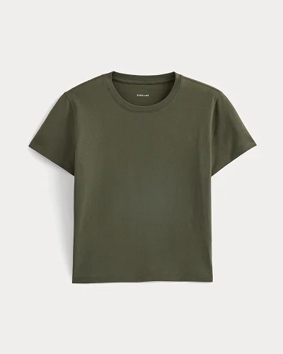 Image | The Box-Cut Tee in Essential Cotton | Olive Night