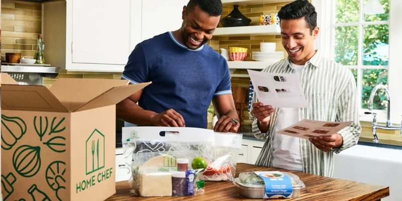 2 men cooking with Home Chef