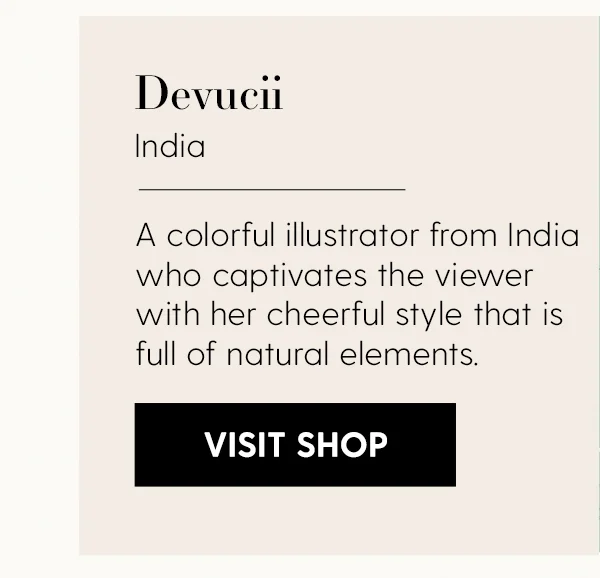 Devucii | India | A colorful illustrator from India who captivates the viewer with her cheerful style that is full of natural elements. | Visit Shop