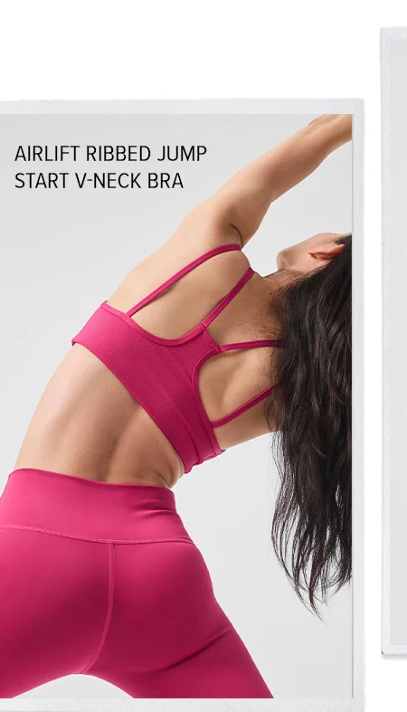 Airlift Ribbed Jump Start V-Neck Bra - Pink Summer Crush