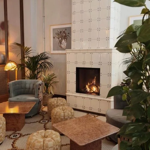Cosy nook with a fire