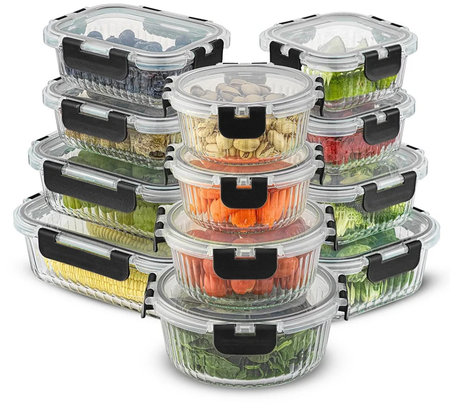JoyJolt 24-Piece Fluted Food Storage Containeret with Lids