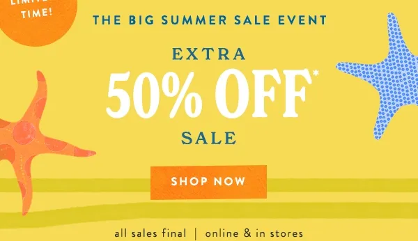 Extra 50% Off Sale Shop Now