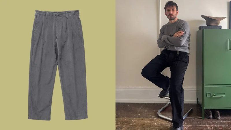 A diptych of the Haven corduroy pants and of GQ contributor Ben Kriz wearing the same pair at home. A diptych of the Haven corduroy pants and of GQ contributor Ben Kriz wearing the same pair at home.